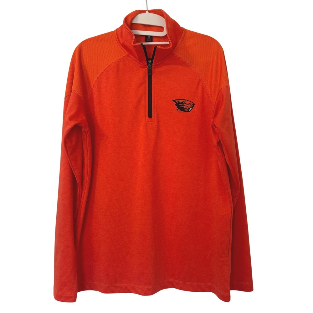 Champion Elite Mens Oregon State Beavers Quarter Zip Pullover Orange Medium